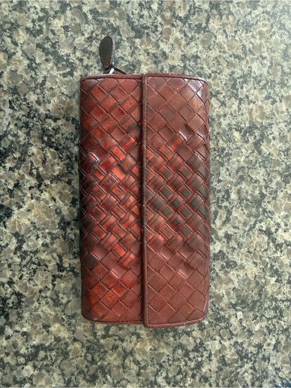 Bottega Veneta Red Leather Interior Fold Wallet